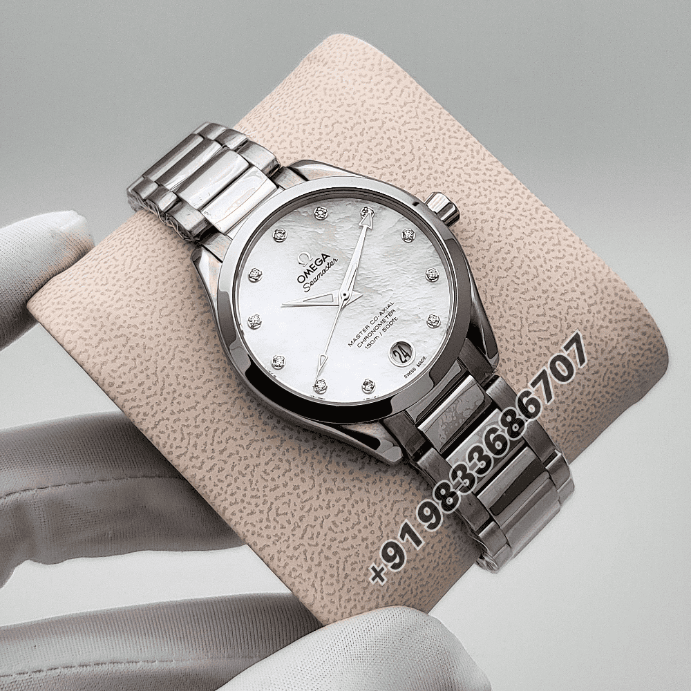 Omega Seamaster Aqua Terra 150m Co-Axial Master Chronometer 34mm Mother of Pearl White Dial High Quality Women’s Watch - Image 3