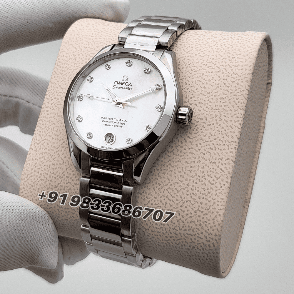 Omega Seamaster Aqua Terra 150m Co-Axial Master Chronometer 34mm Mother of Pearl White Dial High Quality Women’s Watch - Image 2