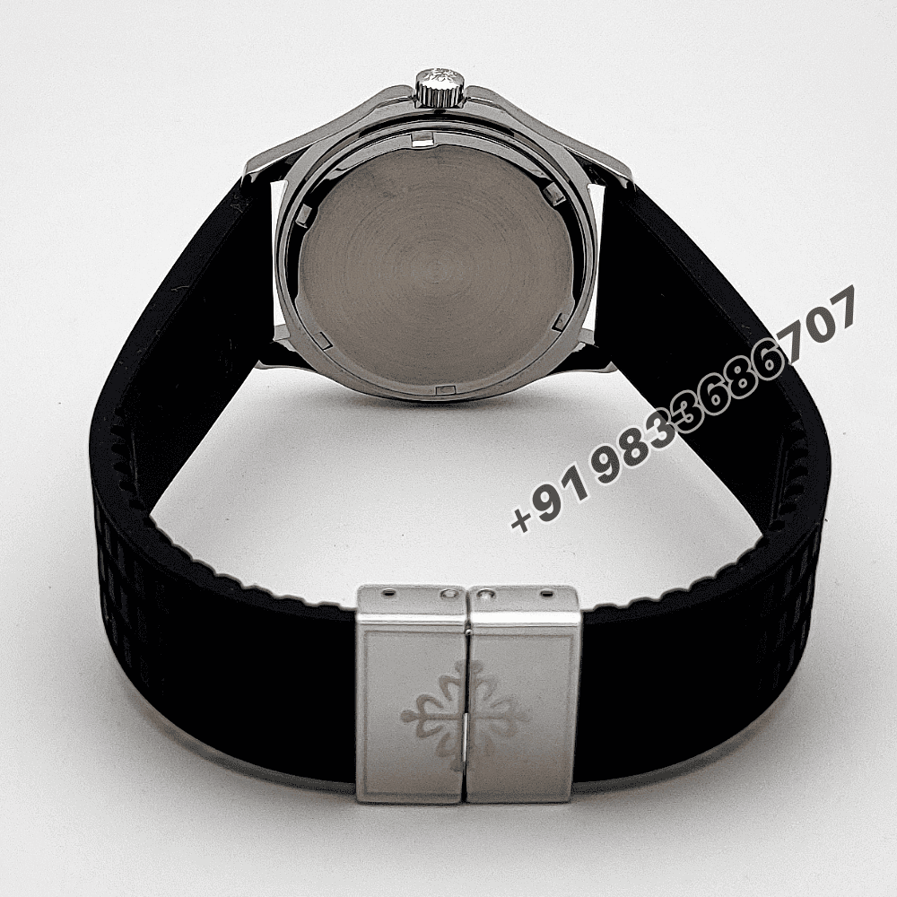 Patek Philippe Aquanaut Steel Black Dial Diamonds Marking Bezel Rubber Strap High Quality Women’s Watch - Image 4