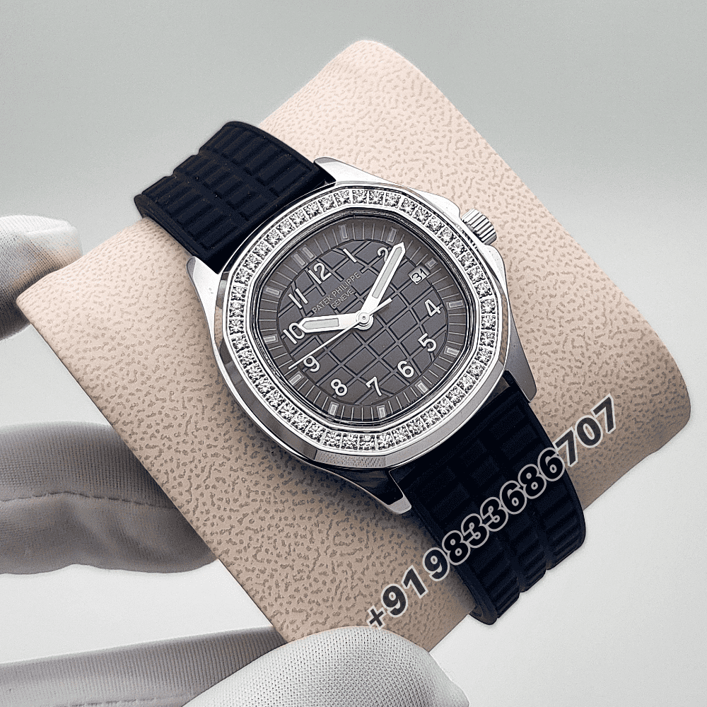 Patek Philippe Aquanaut Steel Blue Dial Diamonds Marking Bezel Rubber Strap High Quality Women’s Watch - Image 3