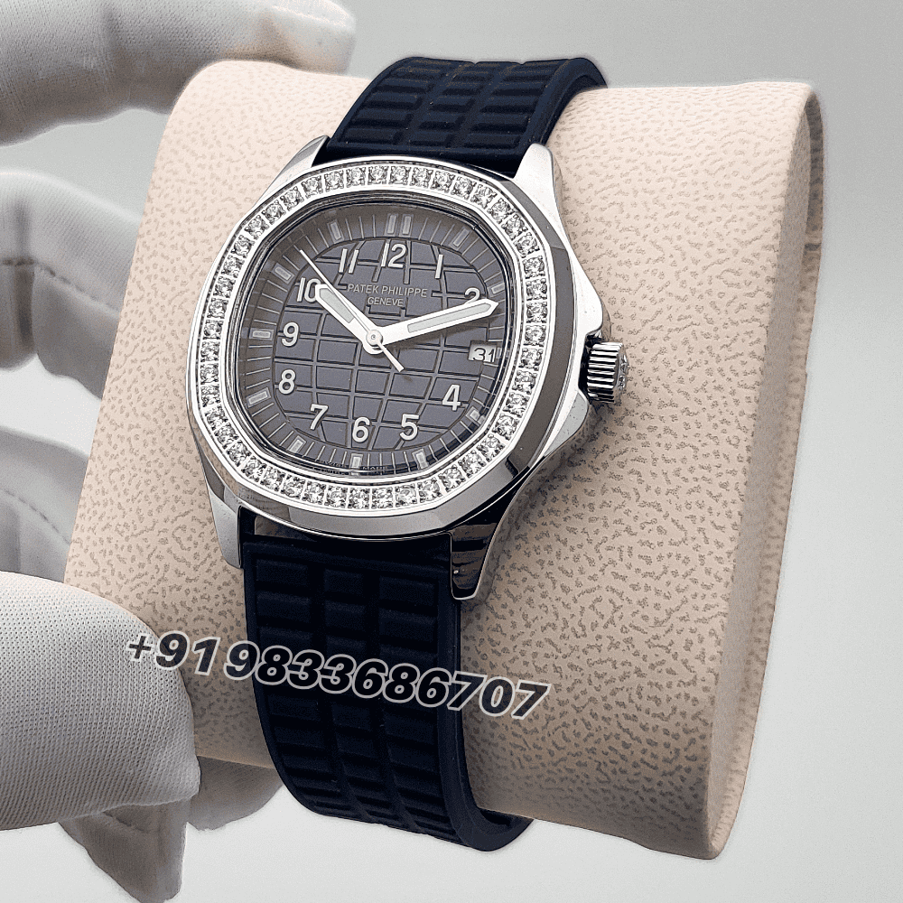 Patek Philippe Aquanaut Steel Blue Dial Diamonds Marking Bezel Rubber Strap High Quality Women’s Watch - Image 2