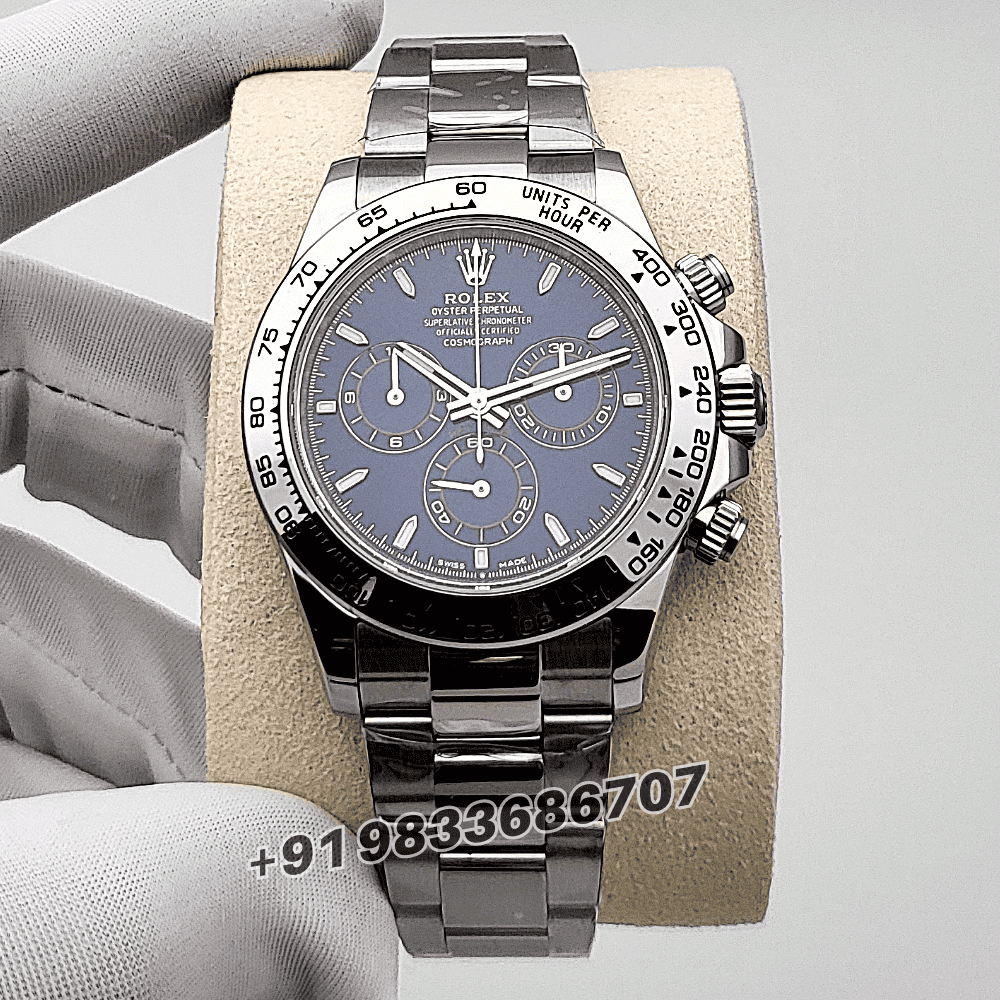 Rolex Cosmograph Daytona White Gold Bright Blue 40mm Exact 1:1 Top Quality Super Clone Replica Swiss ETA 4131 Automatic Movement Watch