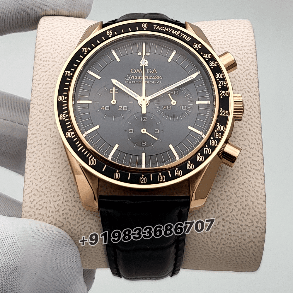 Omega Speedmaster Moonwatch Professional Chronograph Rose Gold 42mm Black Dial High Quality Watch