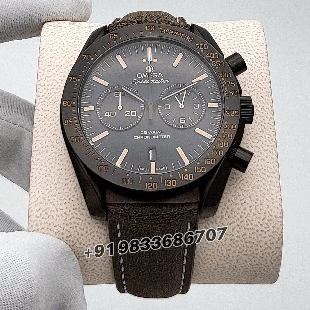 Omega Speedmaster Dark Side Of The Moon Chronograph Brown Leather Strap High Quality Watch
