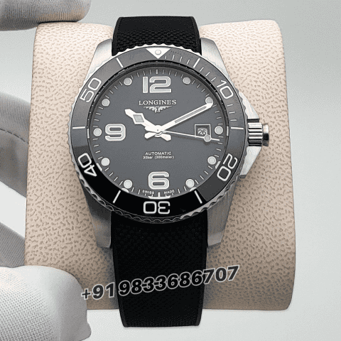 Longines Hydroconquest Sunray Black Dial 41mm Rubber Strap High Quality Swiss Automatic Clone Watch