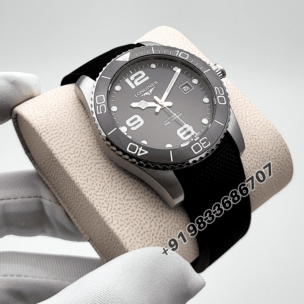 Longines Hydroconquest Sunray Black Dial 41mm Rubber Strap High Quality Swiss Automatic Clone Watch - Image 3
