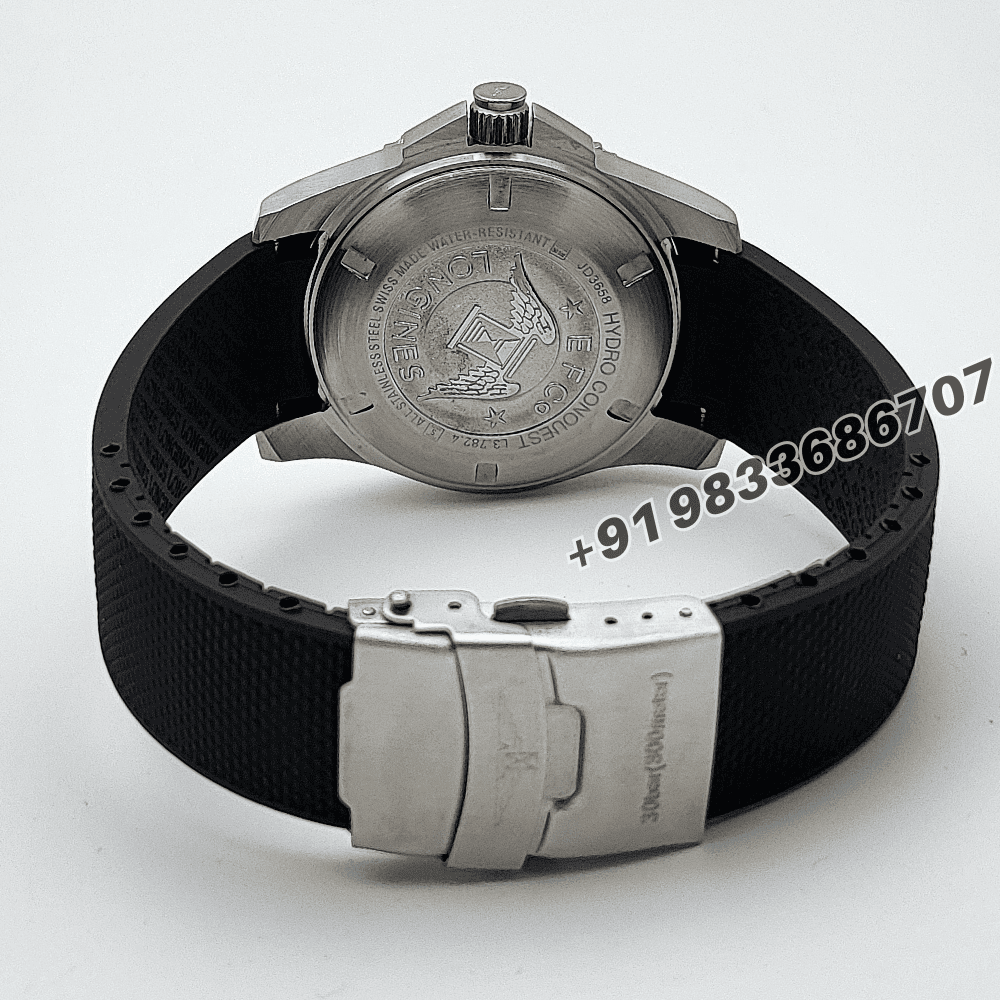 Longines Hydroconquest Sunray Black Dial 41mm Rubber Strap High Quality Swiss Automatic Clone Watch - Image 4