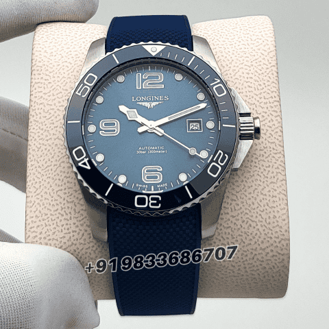 Longines Hydroconquest Sunray Blue Dial 41mm Rubber Strap High Quality Swiss Automatic Clone Watch