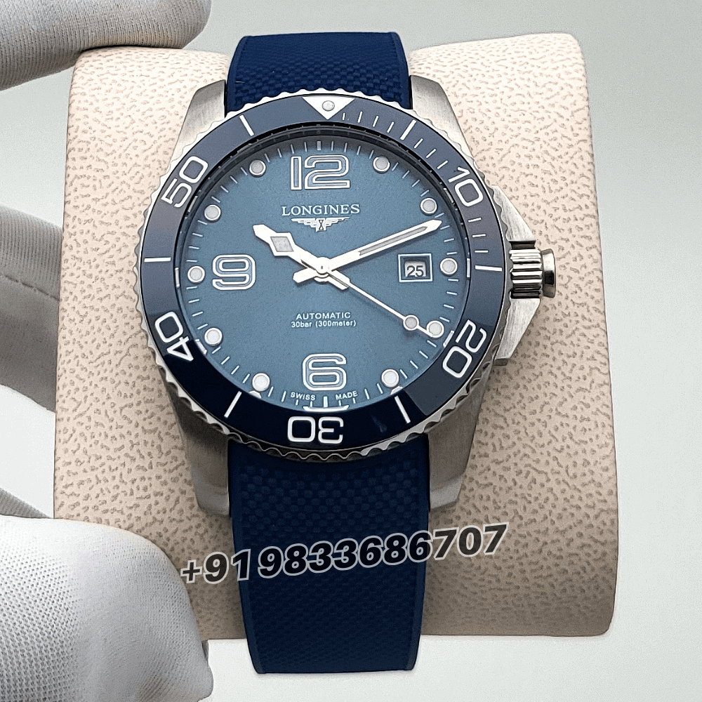 Longines Hydroconquest Sunray Blue Dial 41mm Rubber Strap High Quality Swiss Automatic Clone Watch