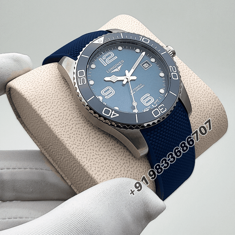 Longines Hydroconquest Sunray Blue Dial 41mm Rubber Strap High Quality Swiss Automatic Clone Watch - Image 3