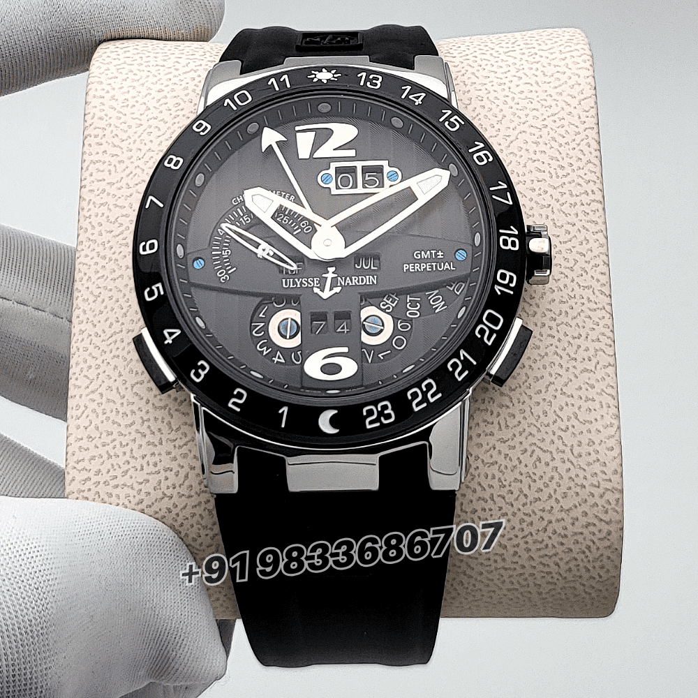Ulysse Nardin El Toro GMT Perpetual Calendar Black Stainless Steel High Quality Swiss Automatic Watch