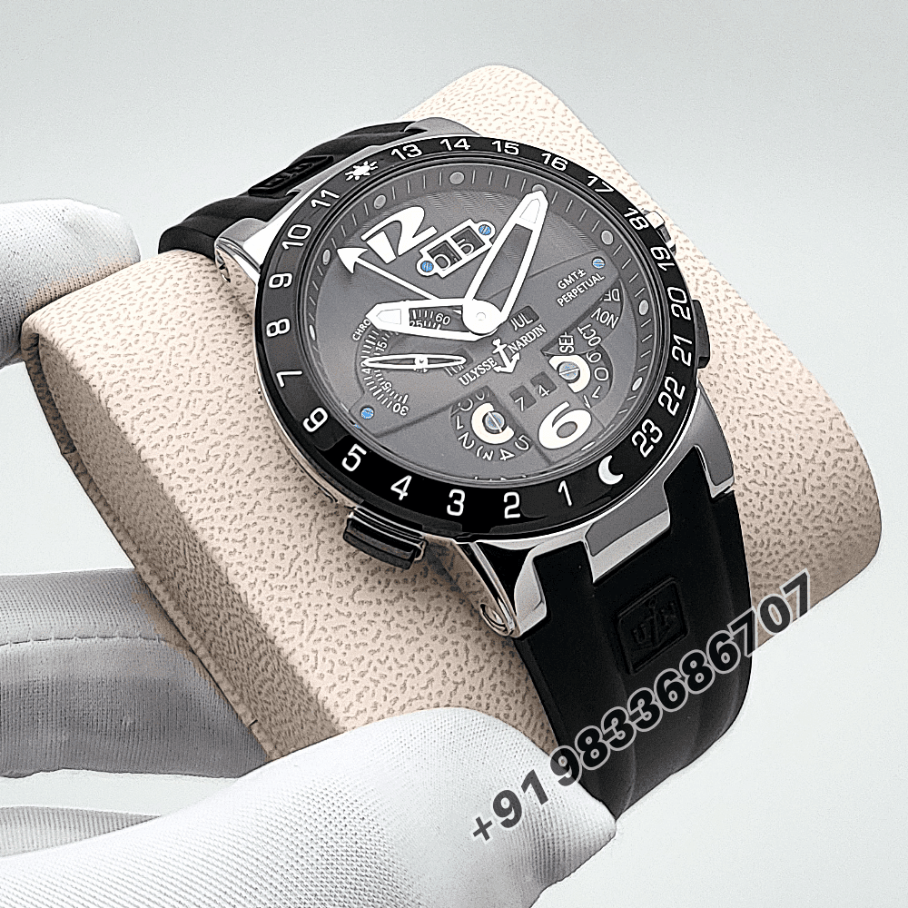 Ulysse Nardin El Toro GMT Perpetual Calendar Black Stainless Steel High Quality Swiss Automatic Watch - Image 3