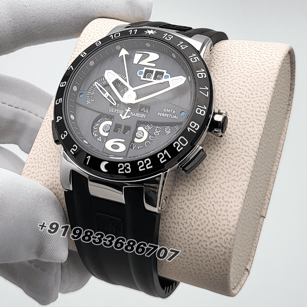 Ulysse Nardin El Toro GMT Perpetual Calendar Black Stainless Steel High Quality Swiss Automatic Watch - Image 2