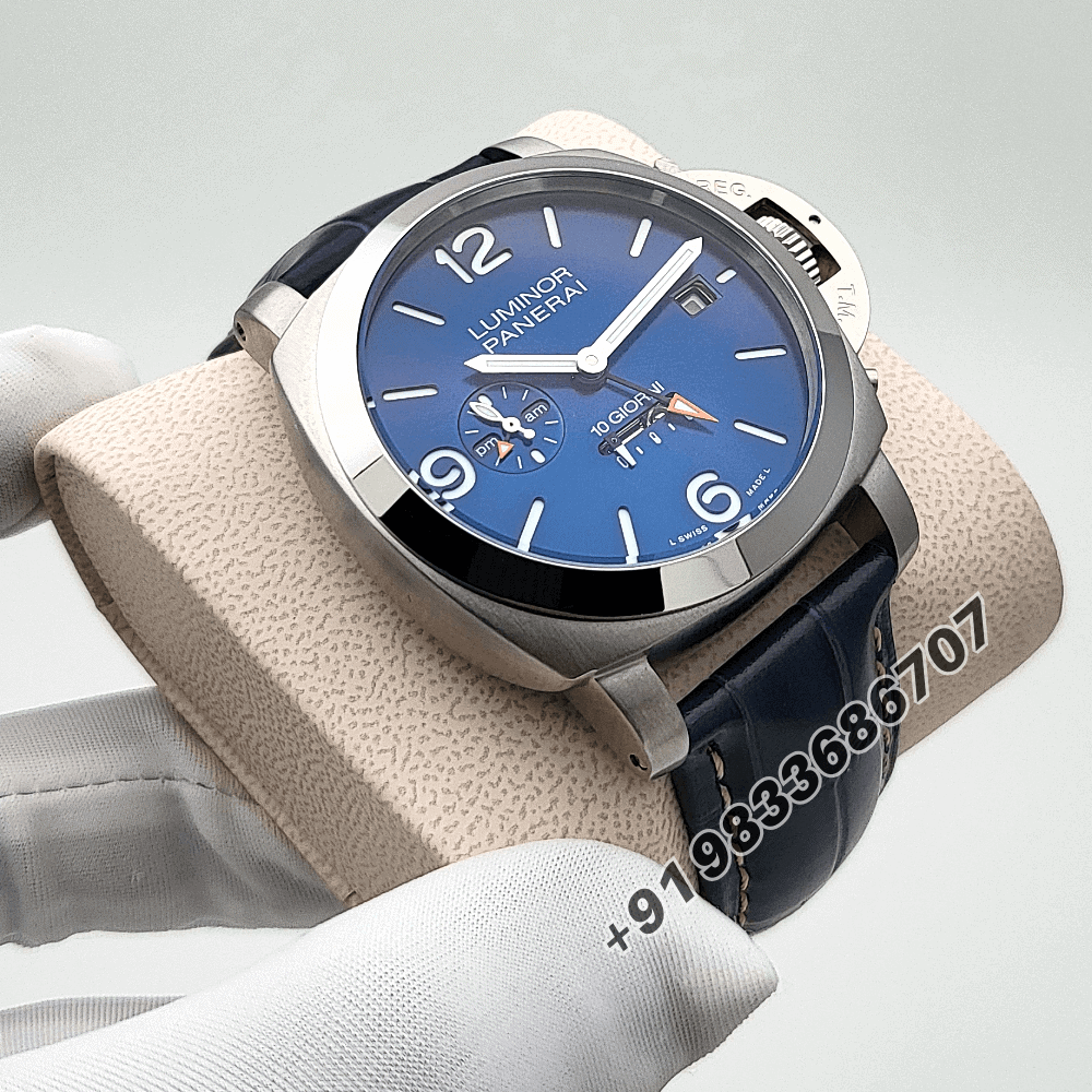 Luminor Panerai Dieci Giorni GMT Sun-Brushed Blue Dial High Quality Swiss Automatic Watch - Image 3