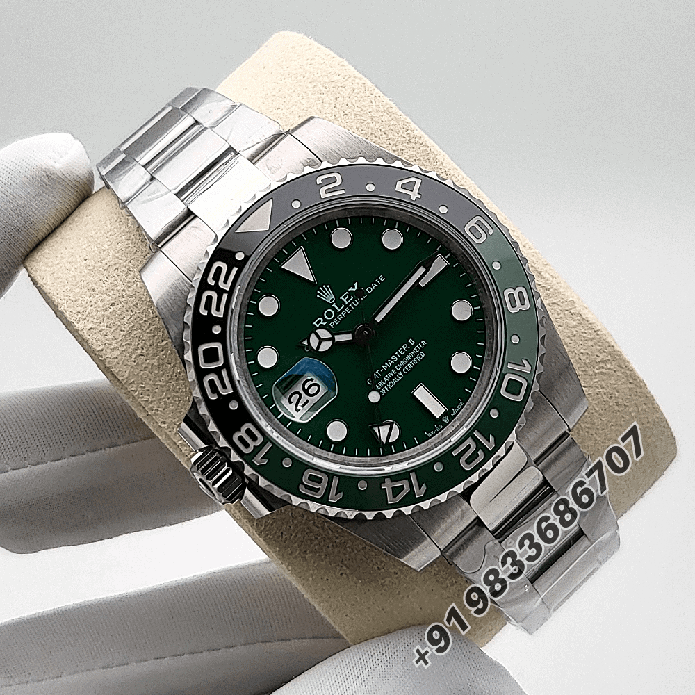 Rolex GMT Master II White Gold Left-Hand Green Ceramic Dial 40mm Exact 1:1 Top Quality Super Clone Replica Swiss ETA 3285 Automatic Movement Watch - Image 3