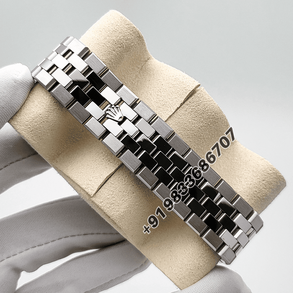 Rolex Land-Dweller 40mm Platinum Ice Blue Honeycomb Motif Dial Exact 1:1 Top Quality Replica Super Clone Swiss ETA 7135 Automatic Movement Watch - Image 4