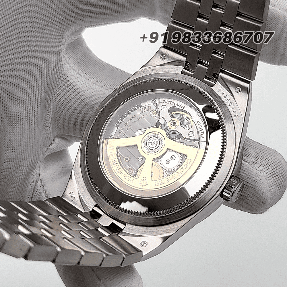 Rolex Land-Dweller 40mm Platinum Ice Blue Honeycomb Motif Dial Exact 1:1 Top Quality Replica Super Clone Swiss ETA 7135 Automatic Movement Watch - Image 5