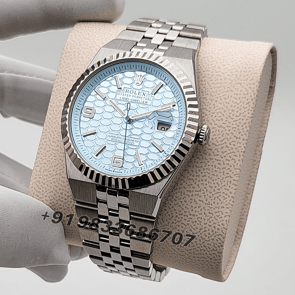 Rolex Land-Dweller Oystersteel and Ice Blue Honeycomb 40mm High Quality Swiss Automatic Watch - Image 2