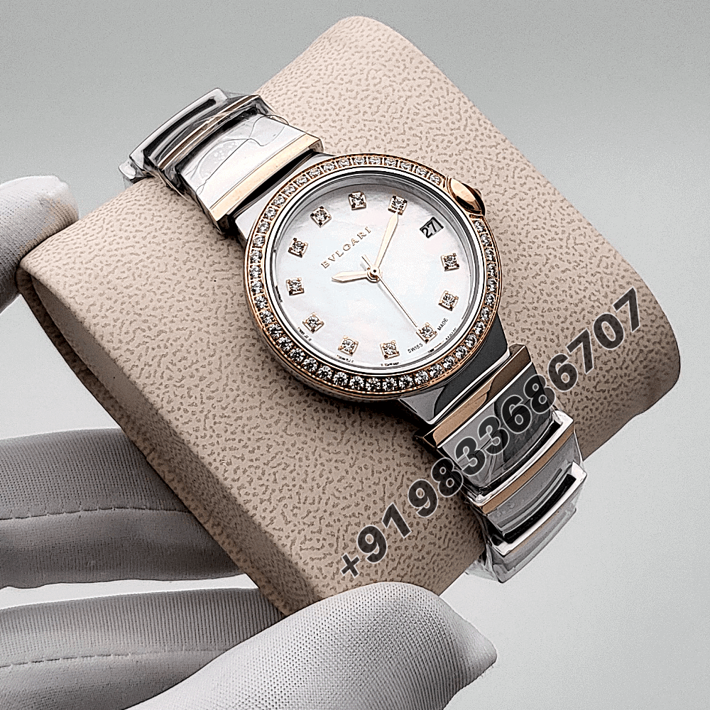 Bvlgari Lvcea Stainless Steel and Rose Gold mother-of-pearl Dial High Quality Women’s Watch - Image 3