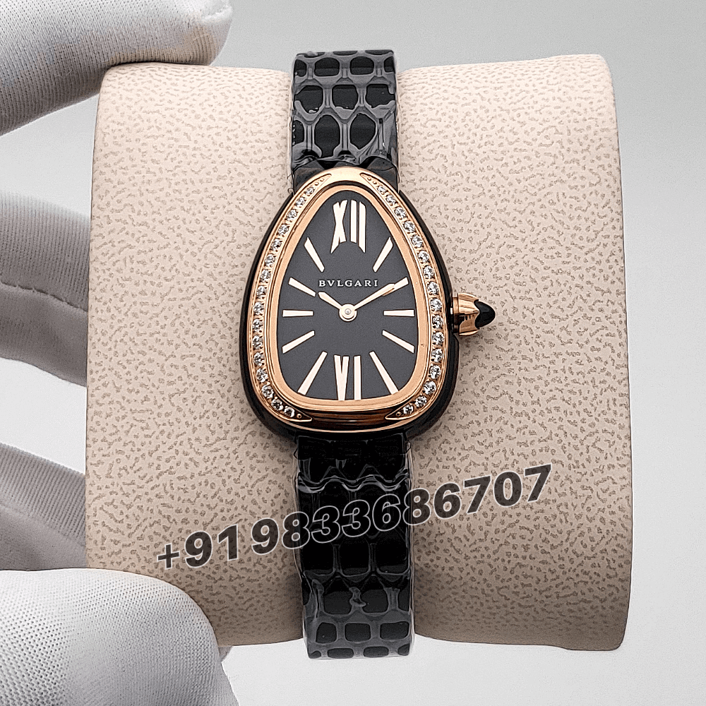 Bvlgari Serpenti Seduttori Black Dial Diamond Set High Quality Women’s Watch