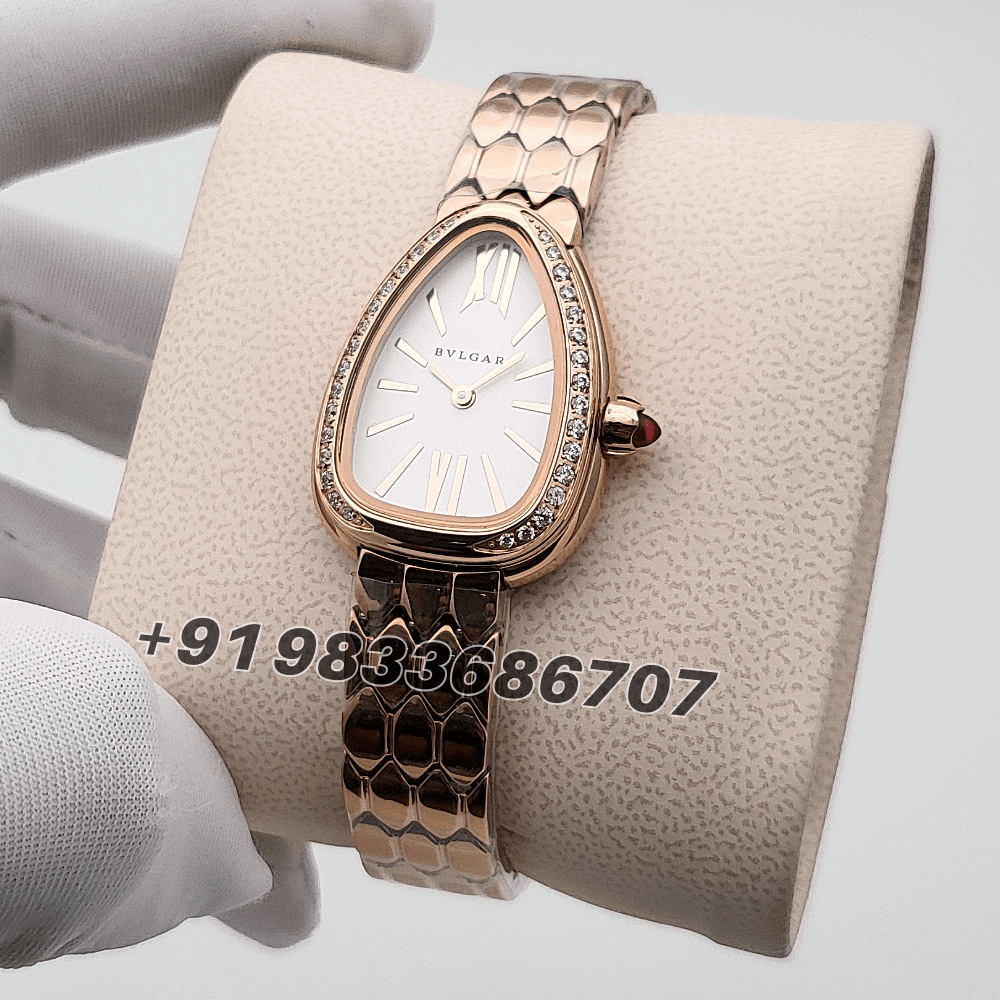 Bvlgari Serpenti Seduttori Rose Gold Diamond Set White Dial High Quality Women’s Watch - Image 2