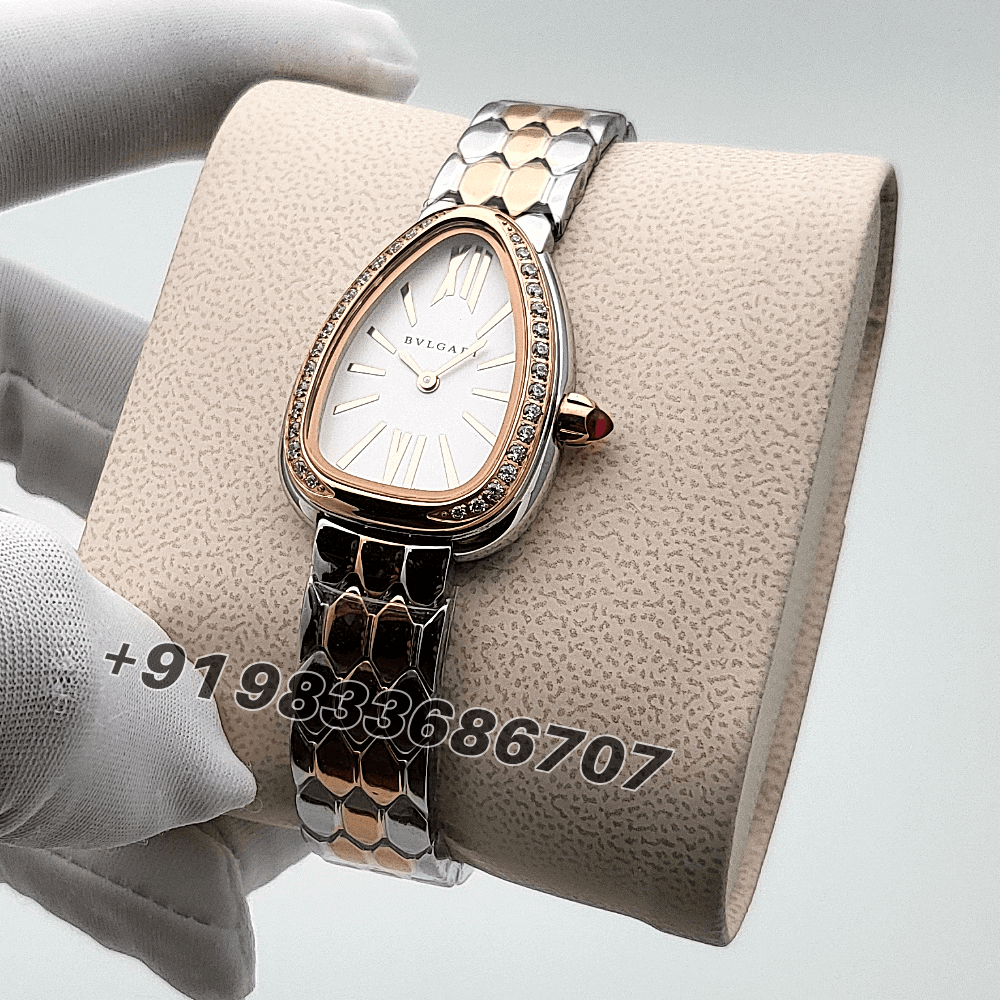 Bvlgari Serpenti Seduttori Rose Gold and Stainless Steel Diamond Set White Dial High Quality Women’s Watch - Image 3