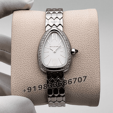 Bvlgari Serpenti Seduttori Stainless Steel Diamond Set White Dial High Quality Women’s Watch