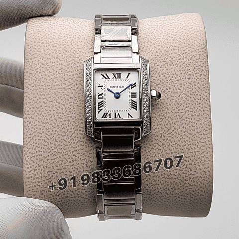 Cartier Tank Francaise Stainless Steel Diamond Set White Dial High Quality Women’s Watch