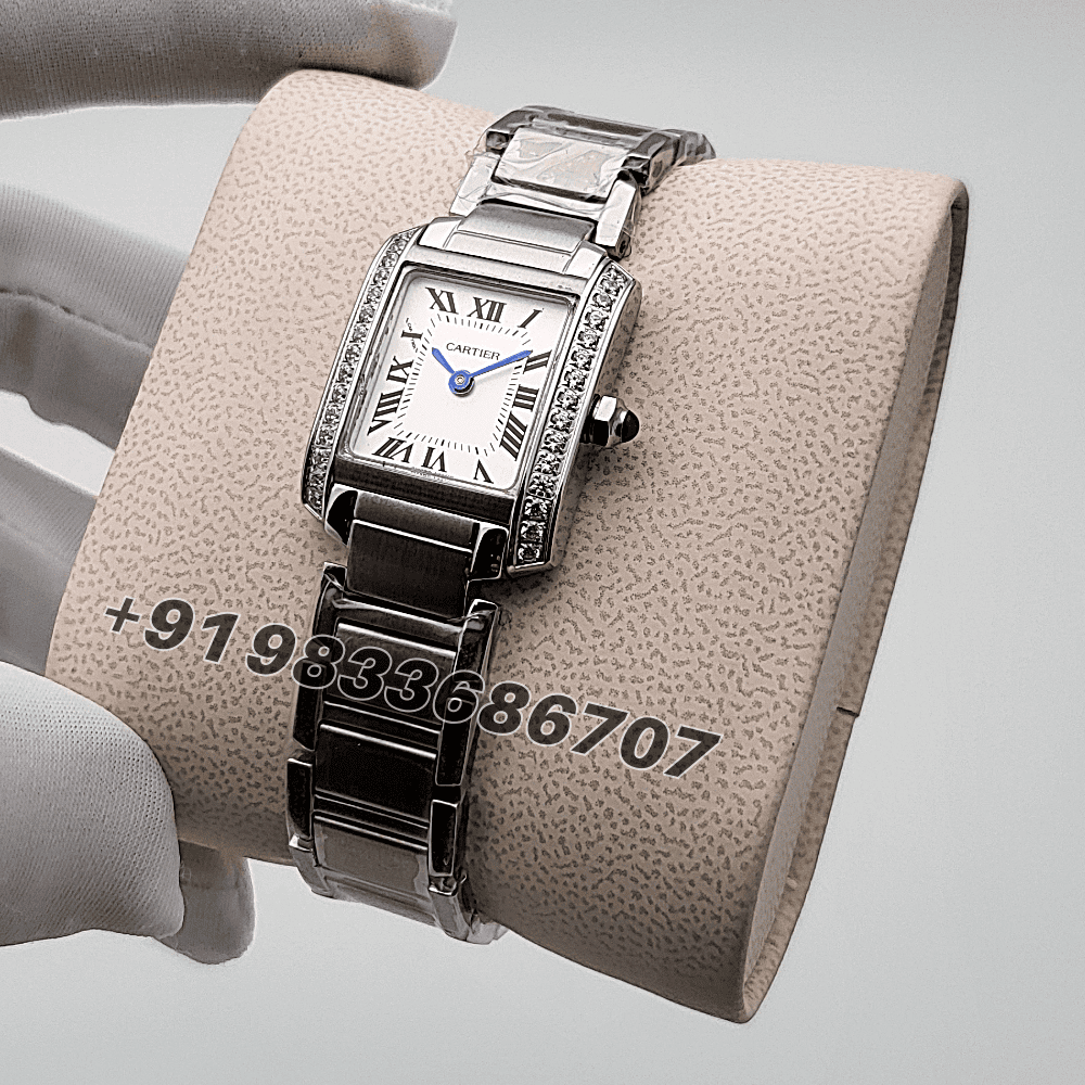 Cartier Tank Francaise Stainless Steel Diamond Set White Dial High Quality Women’s Watch - Image 2