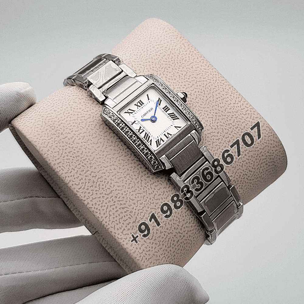 Cartier Tank Francaise Stainless Steel Diamond Set White Dial High Quality Women’s Watch - Image 3