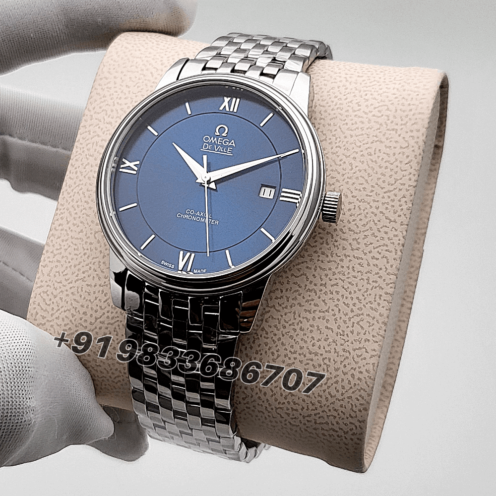 Omega De Ville Prestige Stainless Steel Blue Dial High Quality Swiss Automatic Watch - Image 2