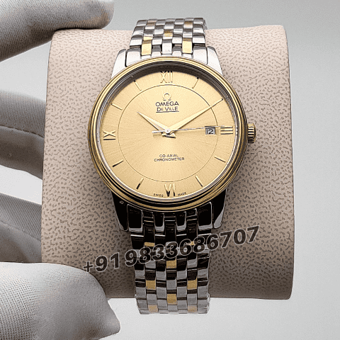 Omega De Ville Prestige Stainless Steel Yellow Gold Dial High Quality Swiss Automatic Watch