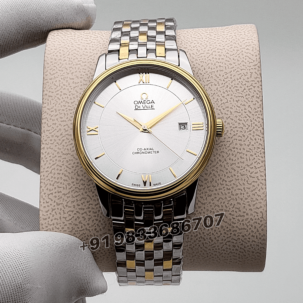 Omega De Ville Prestige Stainless Steel and Yellow Gold Silver Dial High Quality Swiss Automatic Watch