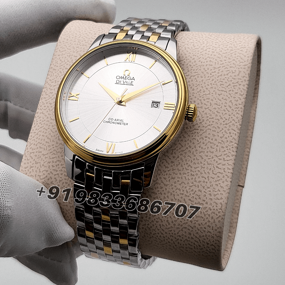 Omega De Ville Prestige Stainless Steel and Yellow Gold Silver Dial High Quality Swiss Automatic Watch - Image 2