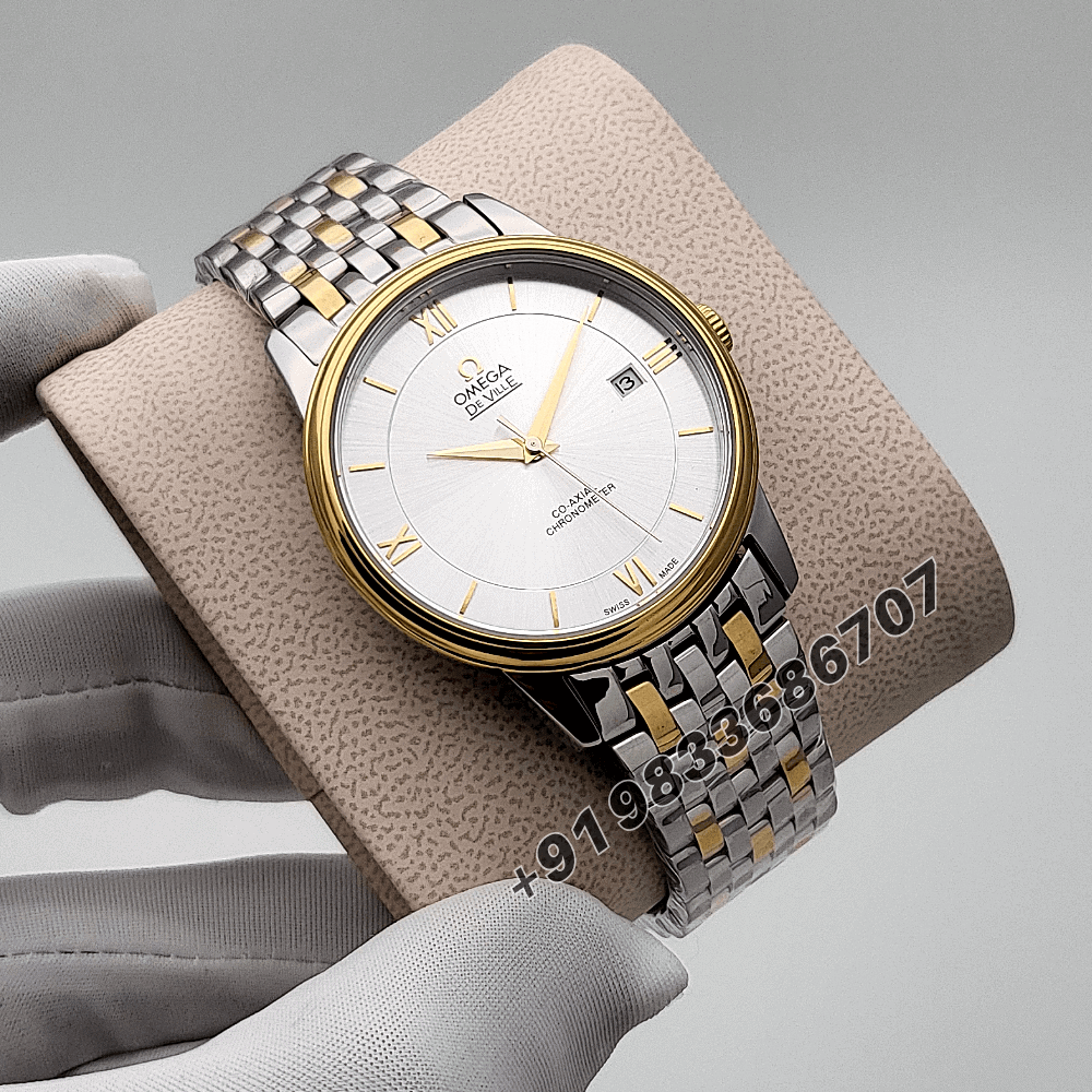 Omega De Ville Prestige Stainless Steel and Yellow Gold Silver Dial High Quality Swiss Automatic Watch - Image 3
