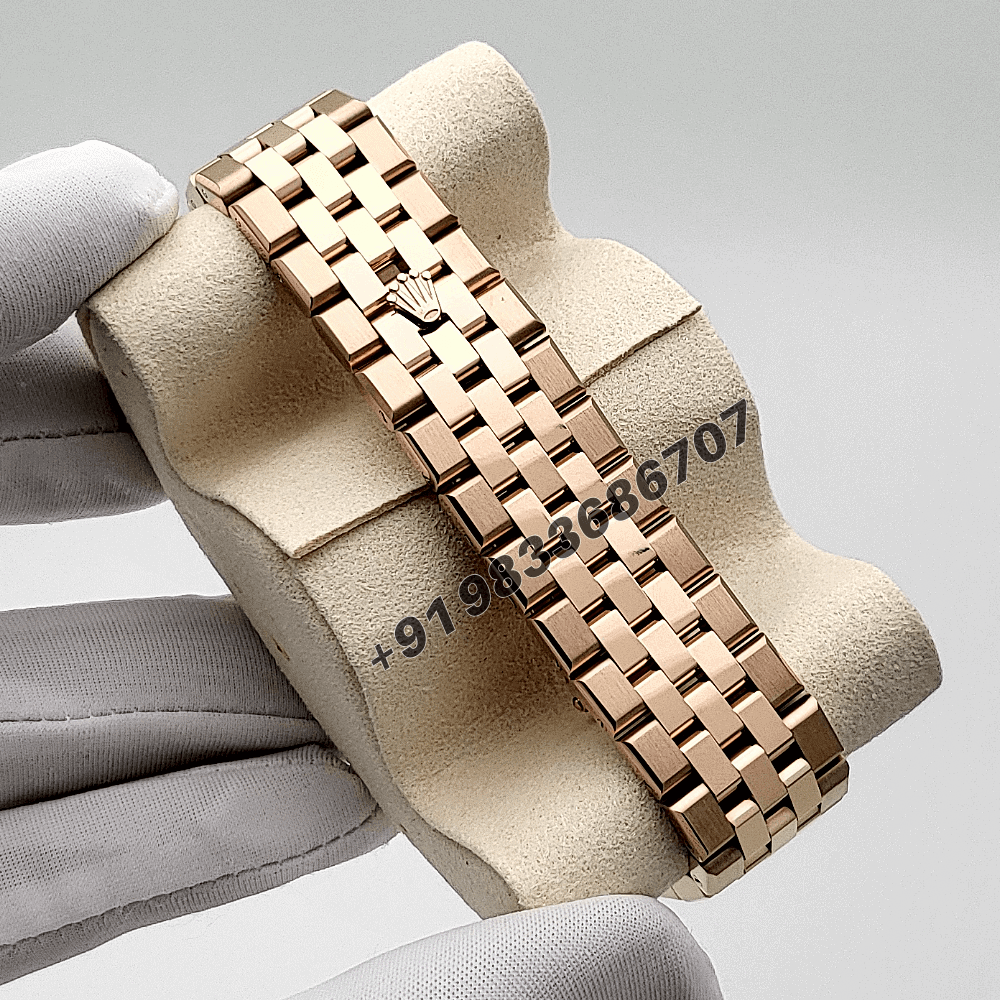Rolex Land-Dweller 40mm Everose Gold White Honeycomb Motif Dial Exact 1:1 Top Quality Replica Super Clone Swiss ETA 7135 Automatic Movement Watch - Image 4