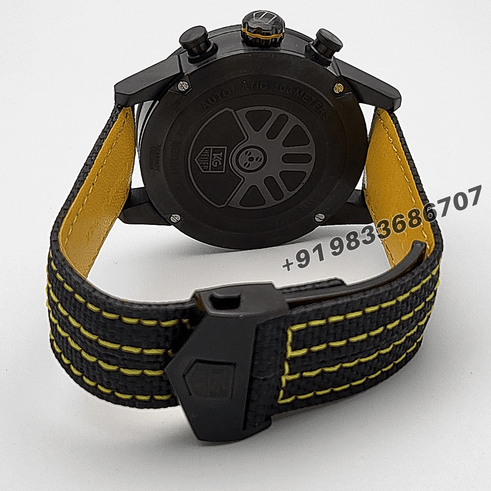 Tag Heuer Carrera Chronograph x Porsche Yellow Racing Black Dial High Quality Watch - Image 4