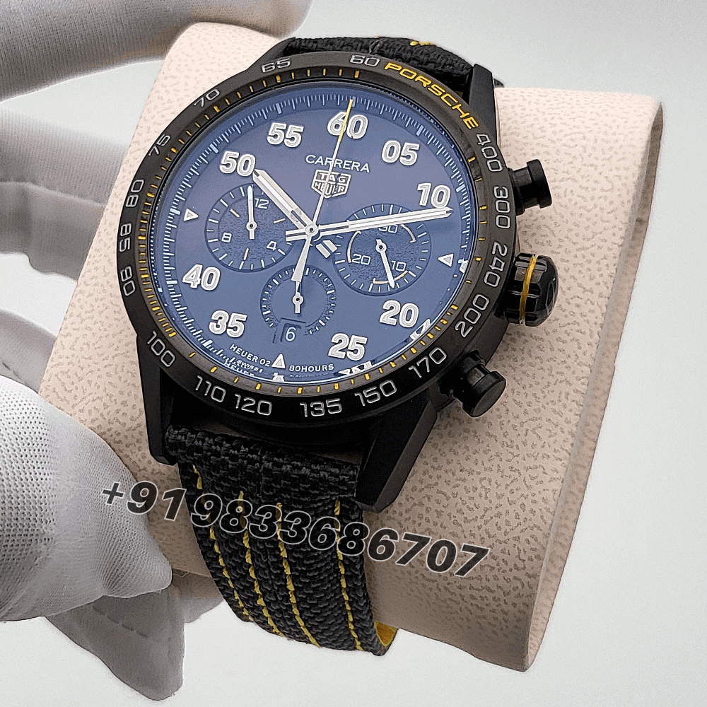 Tag Heuer Carrera Chronograph x Porsche Yellow Racing Black Dial High Quality Watch - Image 2