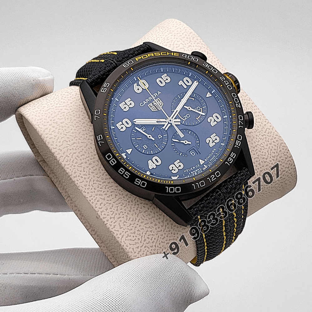 Tag Heuer Carrera Chronograph x Porsche Yellow Racing Black Dial High Quality Watch - Image 3