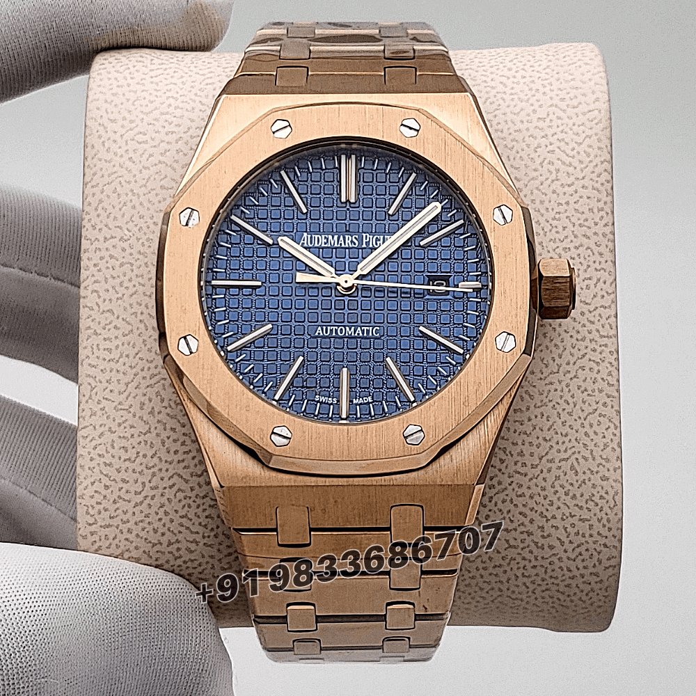 Audemars Piguet Royal Oak Rose Gold Blue Dial 41mm High Quality Swiss Automatic First Copy Watch
