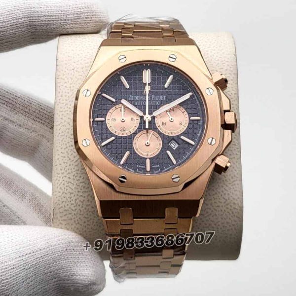 fake audemars piguet Royal Oak Chronograph Rose Gold Blue Dial 41mm