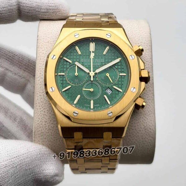 audemars piguet automatic fake Royal Oak Chronograph Yellow Gold Green Dial 41mm