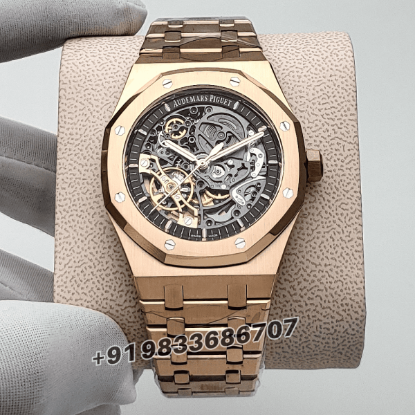 Audemars Piguet Royal Oak Double Balance Wheel Openworked 18kt Rose Gold 41mm Exact 11 Top Quality Replica Super Clone Swiss ET