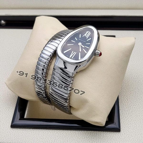 Bulgari Serpenti Stainless Steel Single Spiral Black Dial Super High Quality Watch (2)