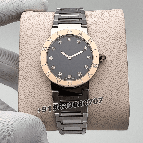 Bvlgari Bvlgari Stainless Steel Rose Gold Bezel Anthracite Lacquered Dial High Quality Women’s Watch (1)