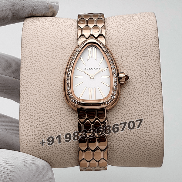 Bvlgari Serpenti Seduttori Rose Gold Diamond Set White Dial High Quality Women’s Watch (4)