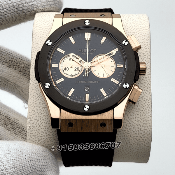 Hublot Classic Fusion Black Ceramic Chronograph Rubber Strap High Quality First Copy Watch