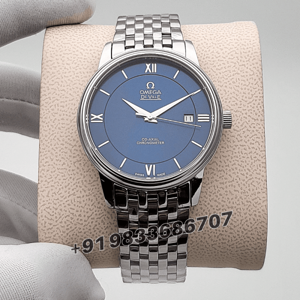 Omega De Ville Prestige Stainless Steel Blue Dial Super High Quality Swiss Automatic Watch (4)