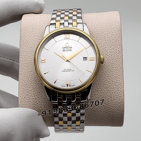 Omega De Ville Prestige Stainless Steel and Yellow Gold Silver Dial Super High Quality Swiss Automatic Watch (1)