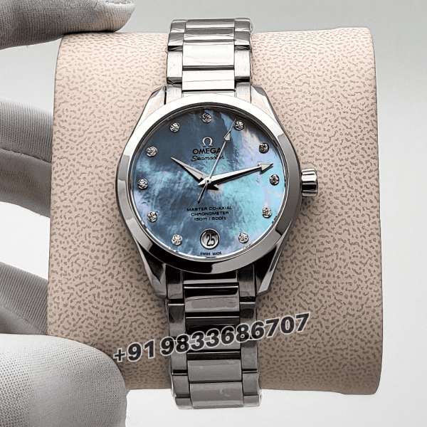 Omega Seamaster Aqua Terra 150m Co-Axial Master Chronometer 34mm Mother of Pearl Blue Dial High Quality Women’s Watch (1)